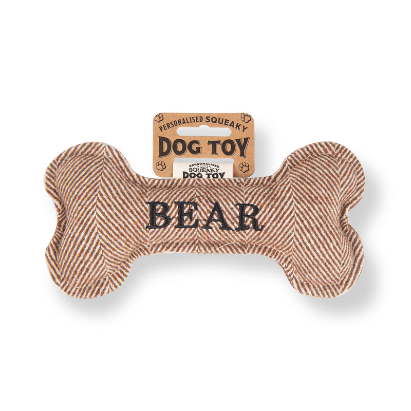 Squeaky Bone Dog Toy Bear