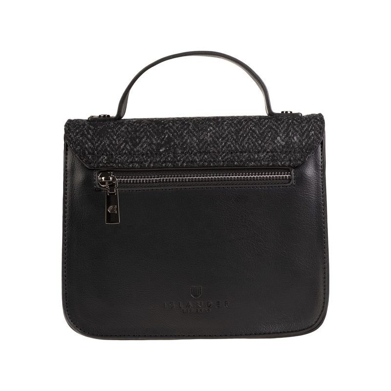 Calton Satchel Black Herringbone