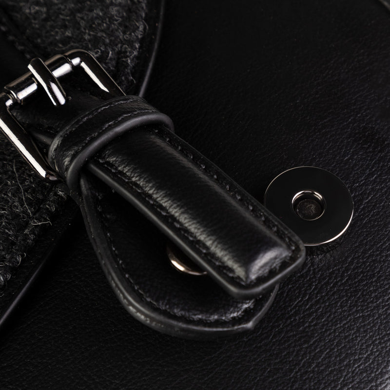 Calton Satchel Black Herringbone