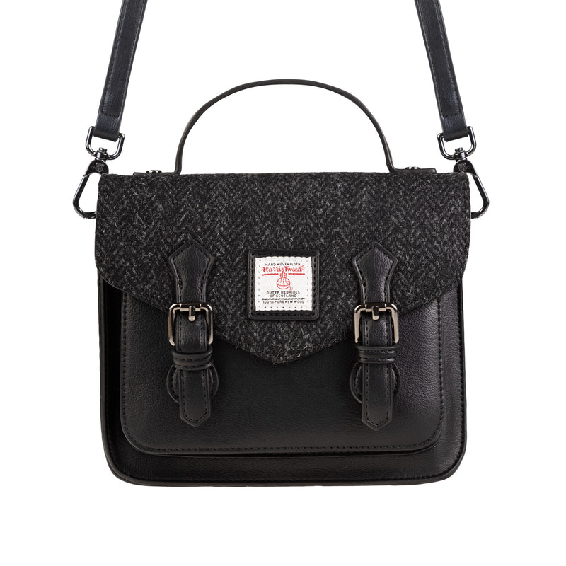 Calton Satchel Black Herringbone