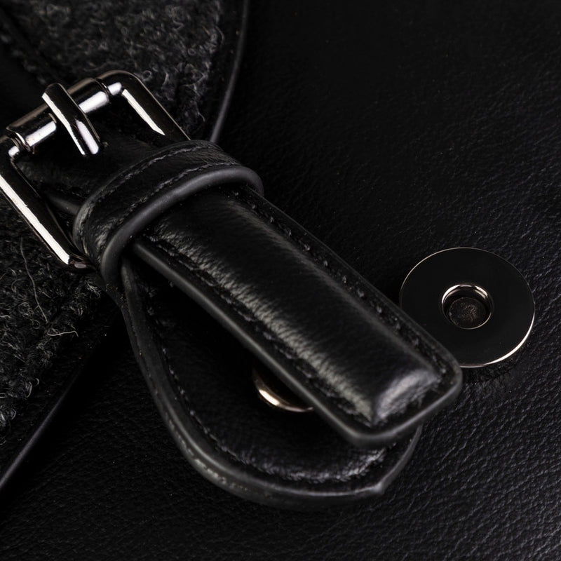 Cobble Satchel Black Herringbone