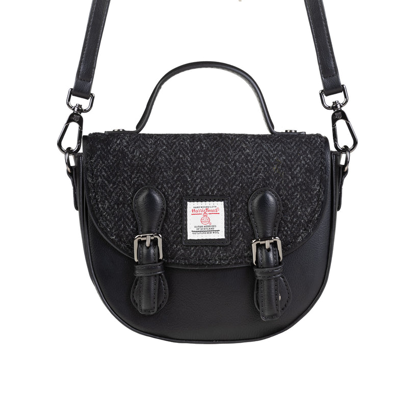 Cobble Satchel Black Herringbone