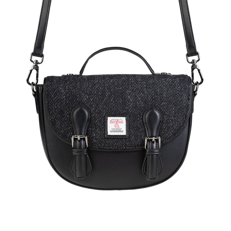 Cobble Satchel Black Herringbone