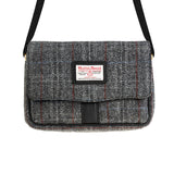 Ht Leather Ladies Shoulder Bag Grey & Red Check / Black