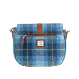 Ladies Ht Leather Flap Over Bag Blue Check / Tan