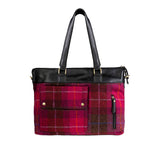 Ht Leather Ladies Hand Bag Cerise Check / Black