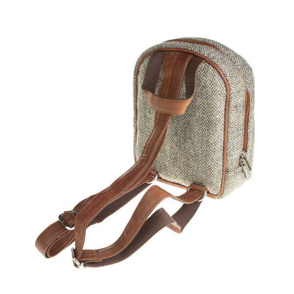 Ht Leather Small Backpack Green & White Barleycorn / Tan