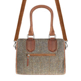 Ladies Ht Leather Small Handbag Brown Herringbone / Tan