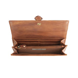 Ladies Ht Leather Long Purse Lt Brown Check / Tan