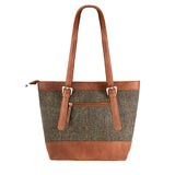 Ht Leather Tote Bag Brown Herringbone / Tan