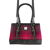 Ladies Ht Leather Hand Bag Cerise Check / Black