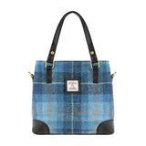 Ladies Ht Leather Hand Bag Blue Check / Black