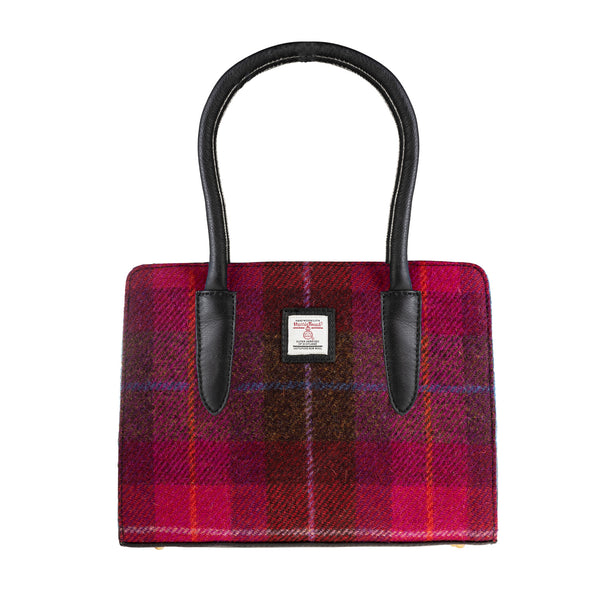 Ladies Ht Leather Hand Bag Cerise Check / Black