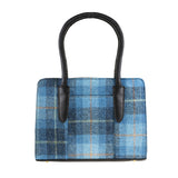 Ladies Ht Leather Hand Bag Blue Check / Black