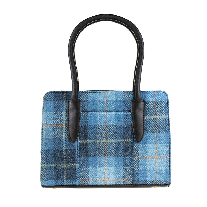 Ladies Ht Leather Hand Bag Blue Check / Black