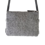 Ht Ladies Cross Body Bag Black & White Herringbone / Black