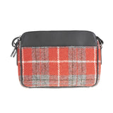 Ladies Ht Leather Body Bag Red Check / Black