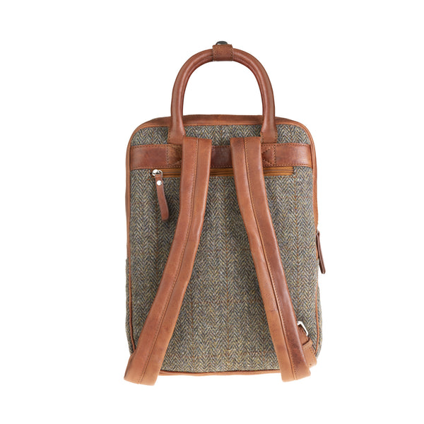 Ht Leather Large Backpack Brown Herringbone / Tan