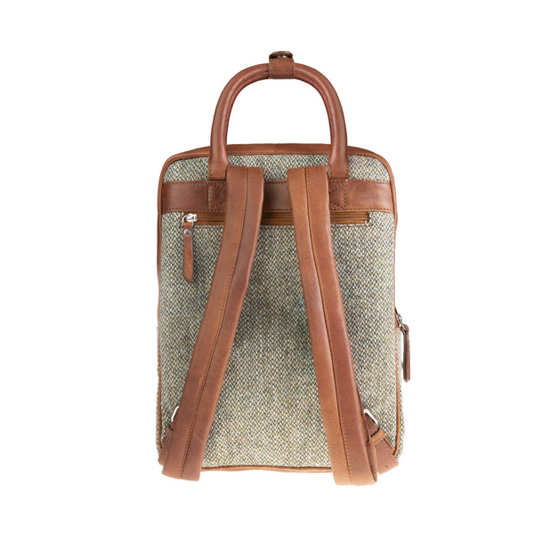 Ht Leather Large Backpack Green & White Barleycorn / Tan