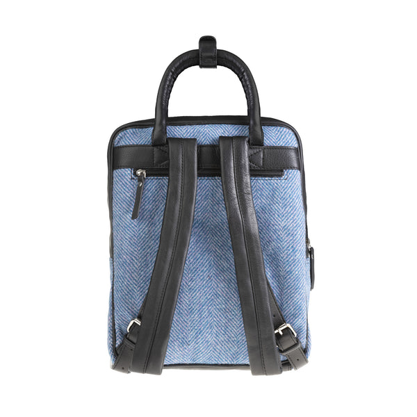 Ht Leather Large Backpack Blue & Pink Herringbone / Black