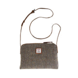 Ladies Ht Leather Cross Body Bag Brown Herringbone / Tan