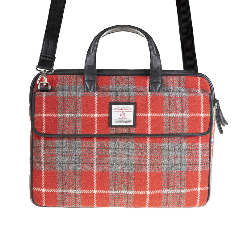 Ht Leather Laptop Bag Red Check / Black