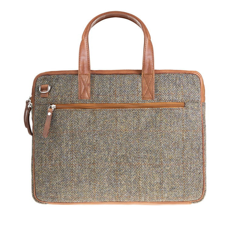 Ht Leather Laptop Bag Brown Herringbone / Tan