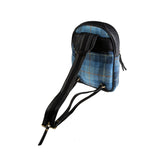 Ladies Ht Leather Zipped Backpack Blue Check / Black