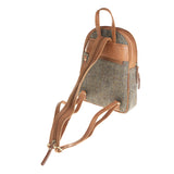 Ladies Ht Leather Zipped Backpack Brown Herringbone / Tan