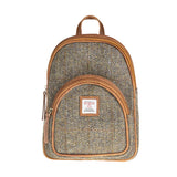 Ladies Ht Leather Zipped Backpack Brown Herringbone / Tan