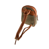 Ladies Ht Leather Zipped Backpack Lt Brown Check / Tan