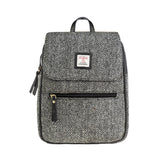 Ladies Ht Leather Foldover Backpack Black & White Herringbone / Black