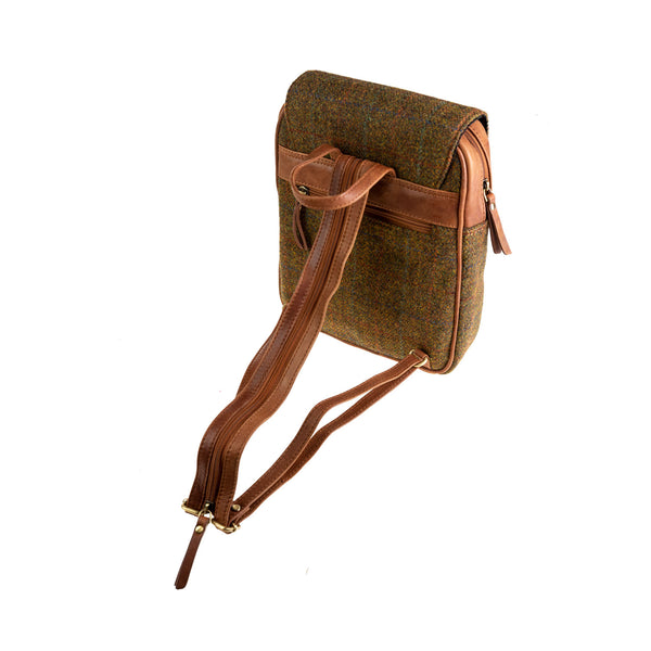 Ladies Ht Leather Foldover Backpack Autumn Brown Check / Tan