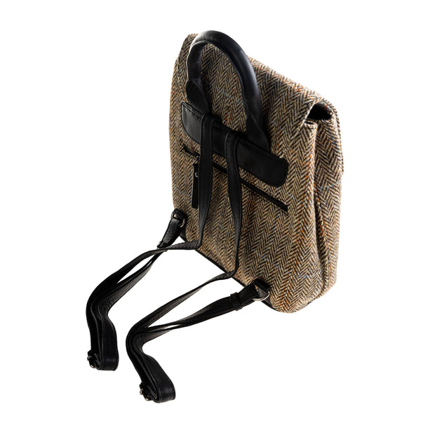 Ht Leather Flapover Backpack Tan & Brown Herringbone / Black