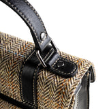 Ht Leather Satchel Bag Tan & Brown Herringbone / Black