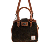 Ht Leather Hand Bag With Flap Closer Dark Brown Barleycorn / Tan