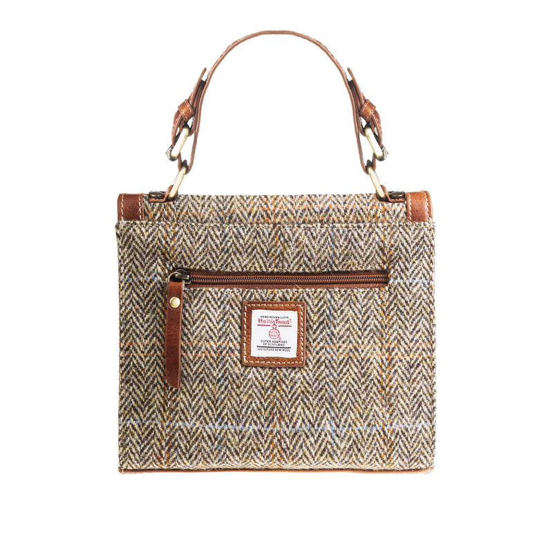 Ht Ladies Handbag Tan & Brown Herringbone / Tan