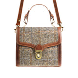 Ht Ladies Handbag Tan & Brown Herringbone / Tan