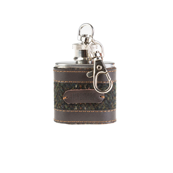 Tweed Hipflask 1Oz - Brown Tweed