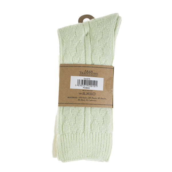 Aran Cable Cashmere Blend 2Pk Socks