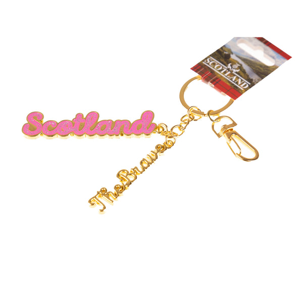 Metal Keyring Glitter Pink - Scotland