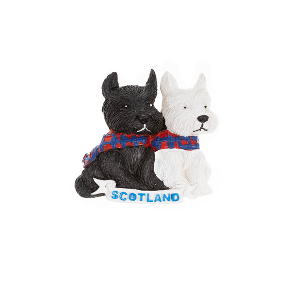 Resin Magnet - Sct B/W Tartan Dog