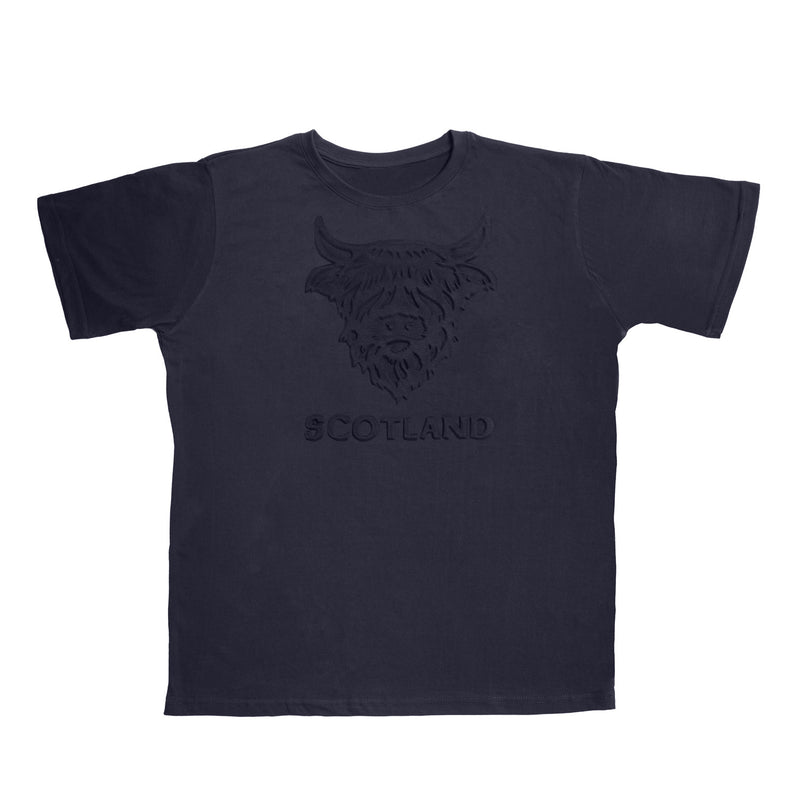 Adults T-Shirt Embossed Cow/ Scotland