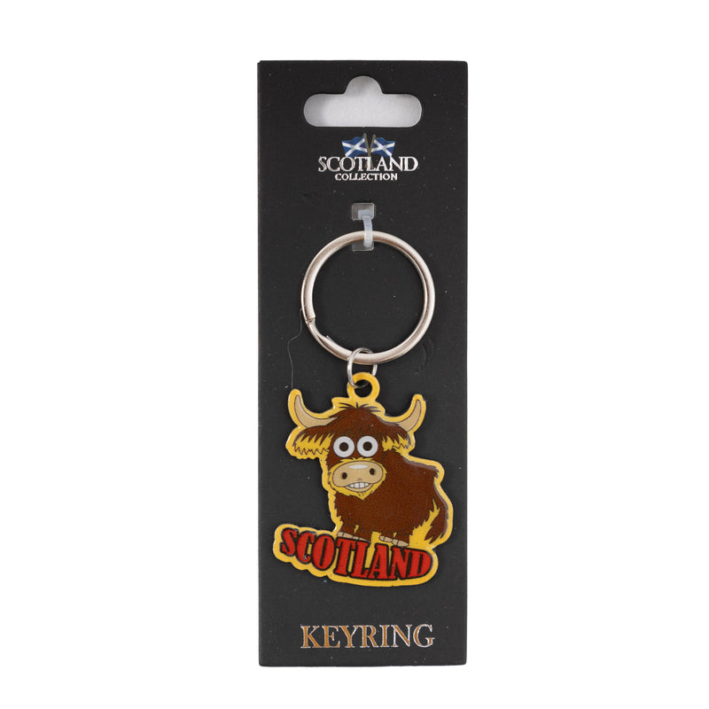 Scotland Highland Cow Clrd Metal Keyring