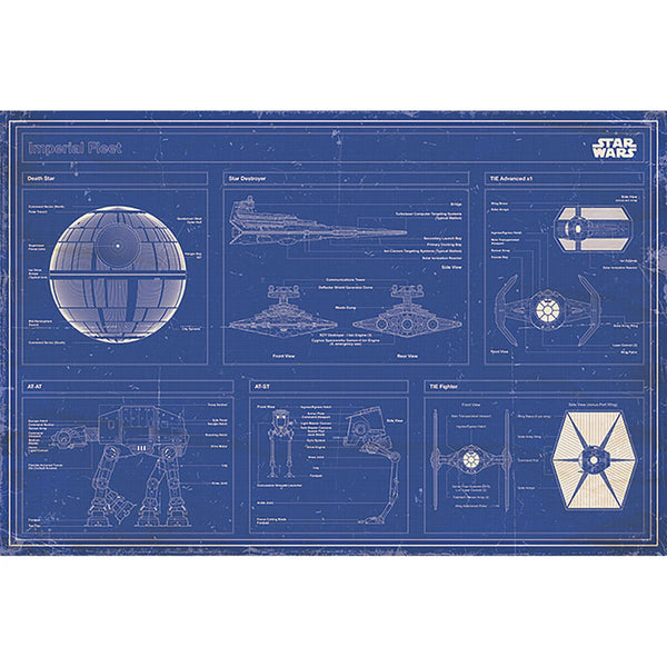 Starwars Imperial Fleet Blueprint Poster