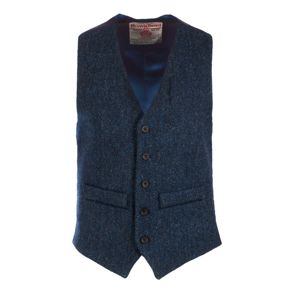 Harris Tweed Men's Wool Waistcoat - Lewis Blue Herringbone
