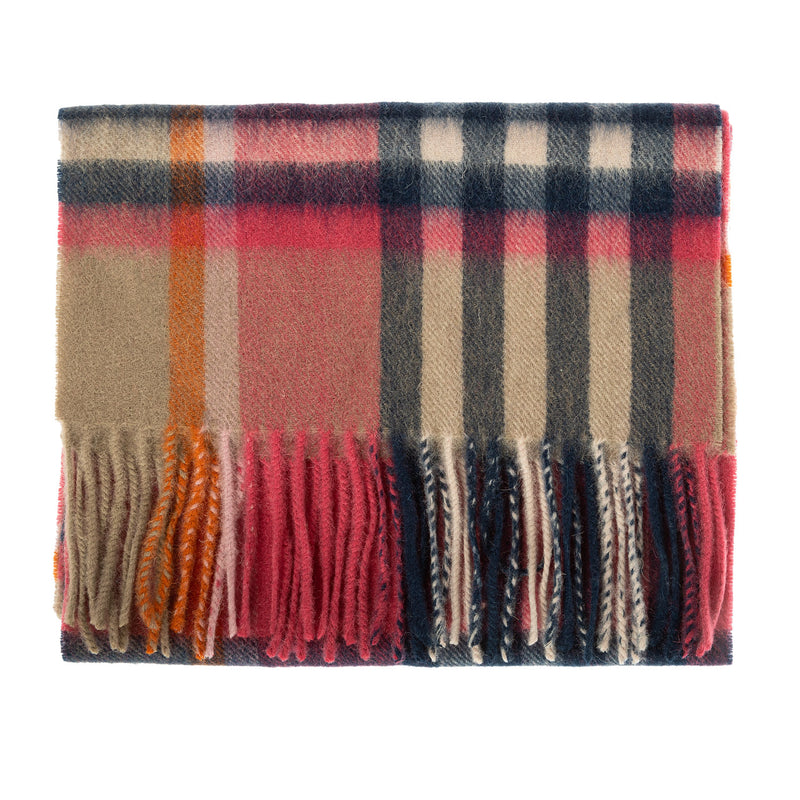 Edinburgh 100% Lambswool Tartan Scarf Royal Stewart Vintage Duck Egg