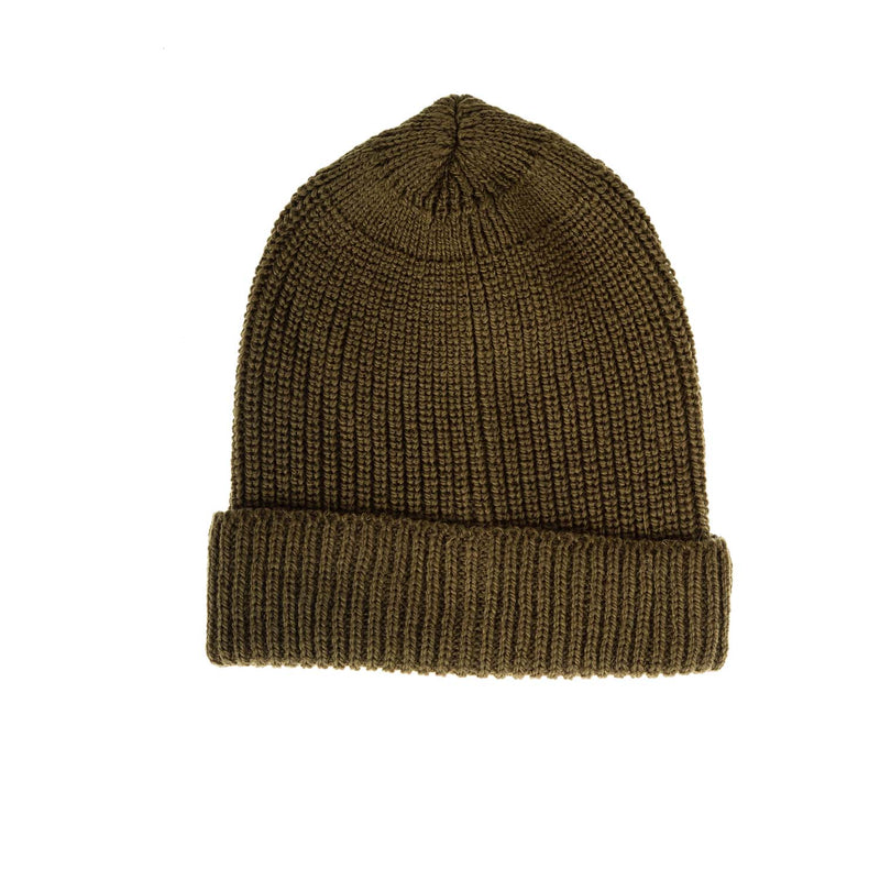 Men's Peregrine Porter Ribbed Beanie Hat Wool Made In England Olive