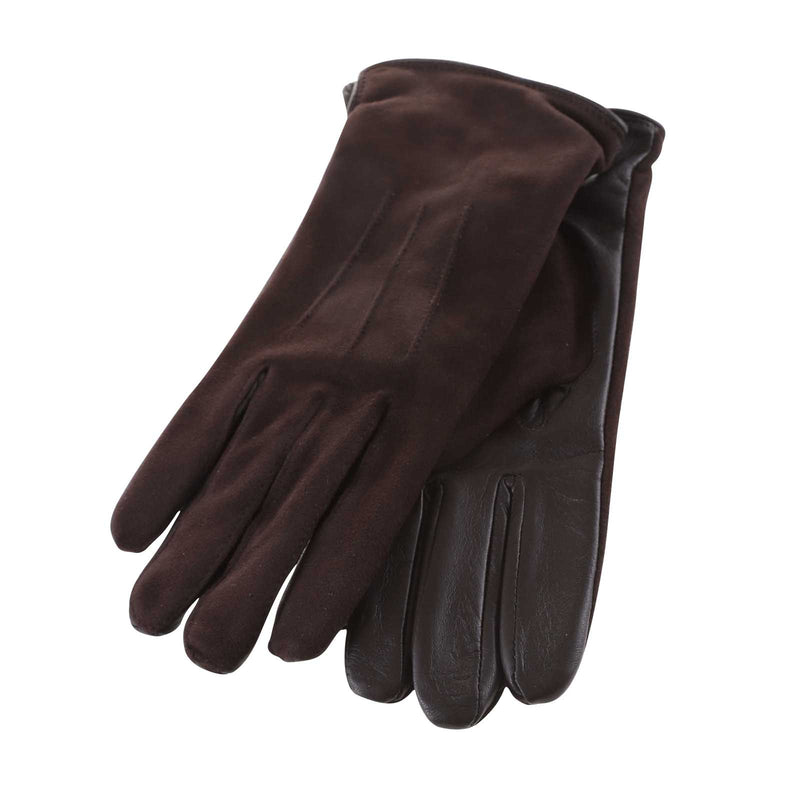 Suede Upper Ladies Gloves Brown