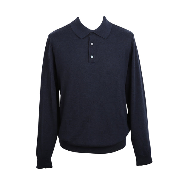 100% Merino Polo Sweater Black